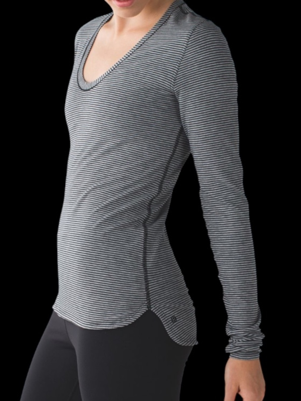 lululemon Cicadian  Black and Gray Striped Tank Top long sleeve